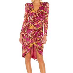 LPA xRevolve Fabrizia Liza Floral Pink Wrap Dress - Size Small